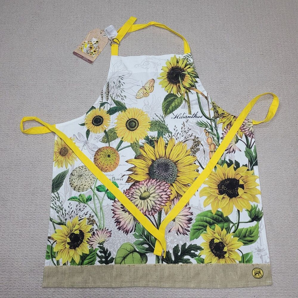 Michel Design Works Chef's Apron OSFA Cotton Sunflowers Floral NEW